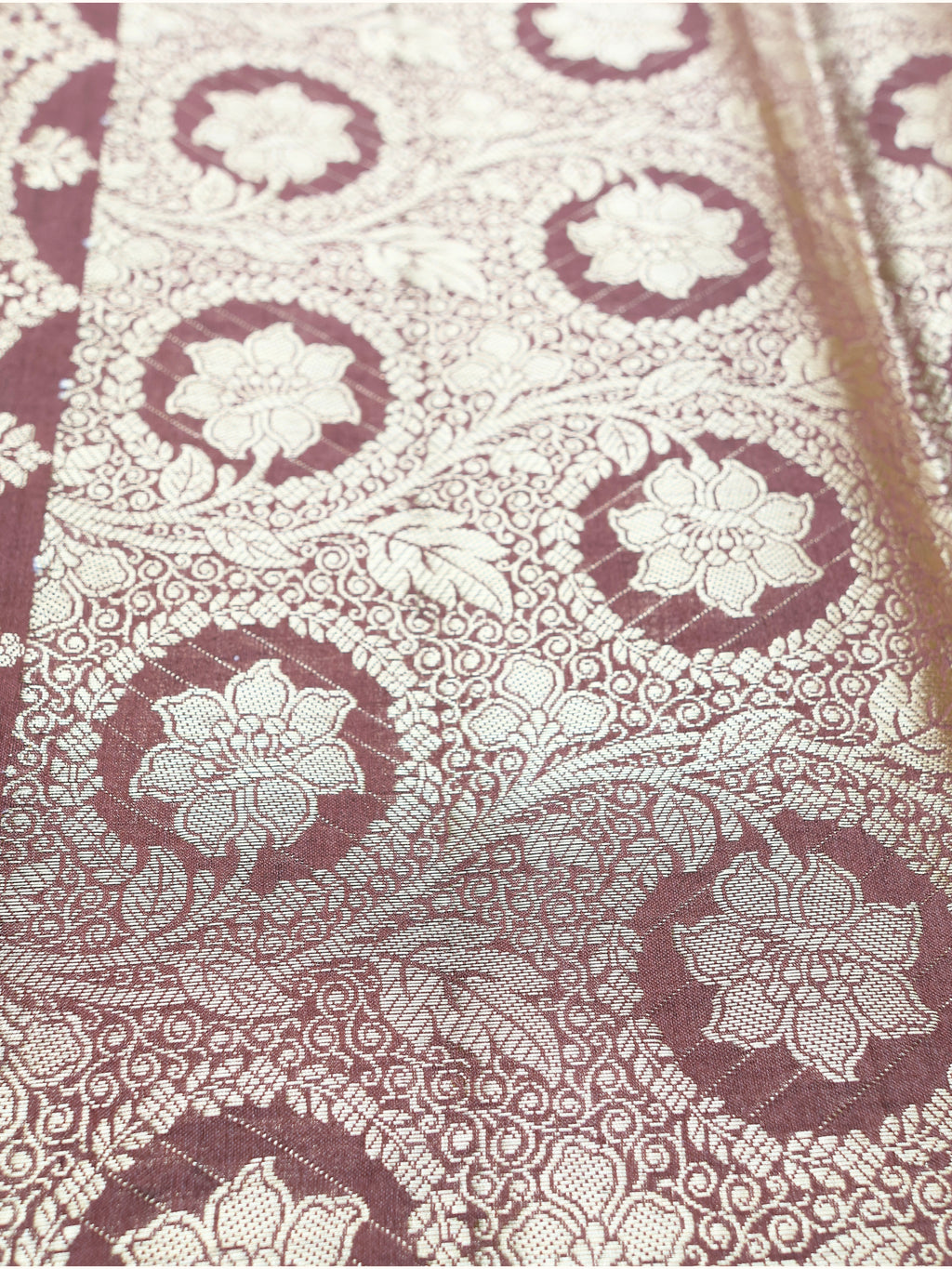 Dusty Rose Chiniya Silk Banarasi Saree with Zari Paisley Border