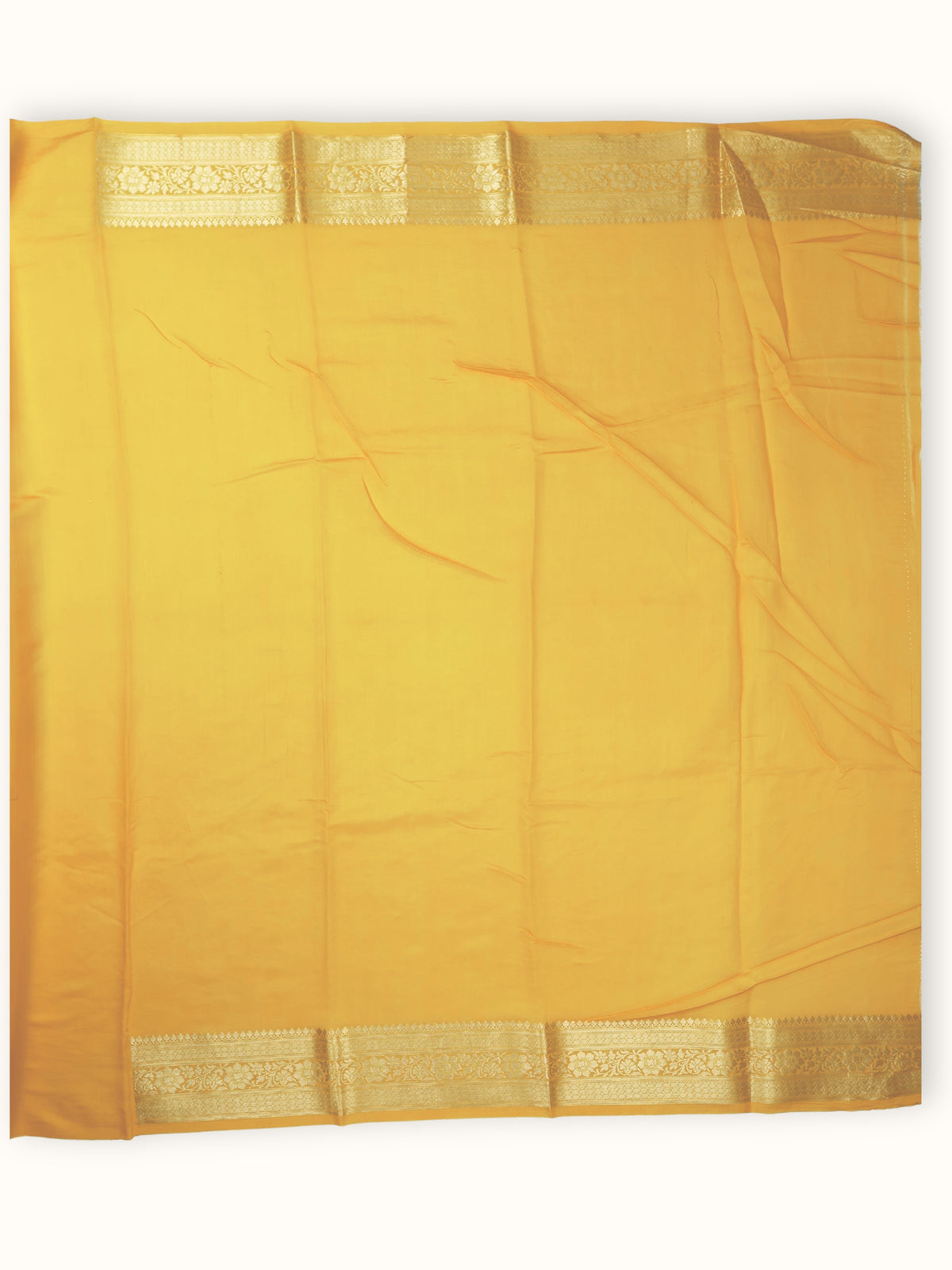 Marigold Yellow Chiniya Silk Banarasi Saree with Meenakari Butis