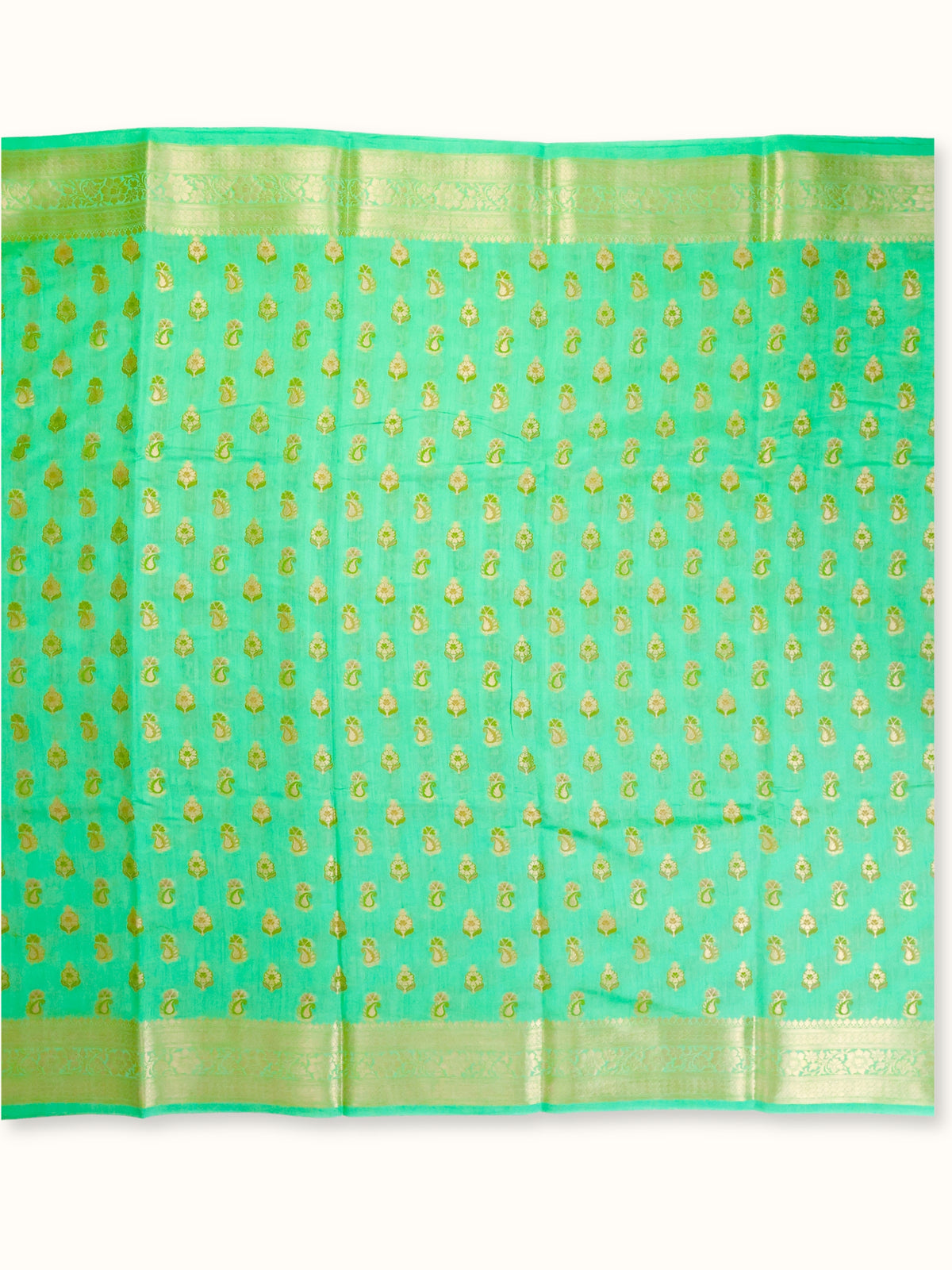 Marigold Yellow Chiniya Silk Banarasi Saree with Meenakari Butis