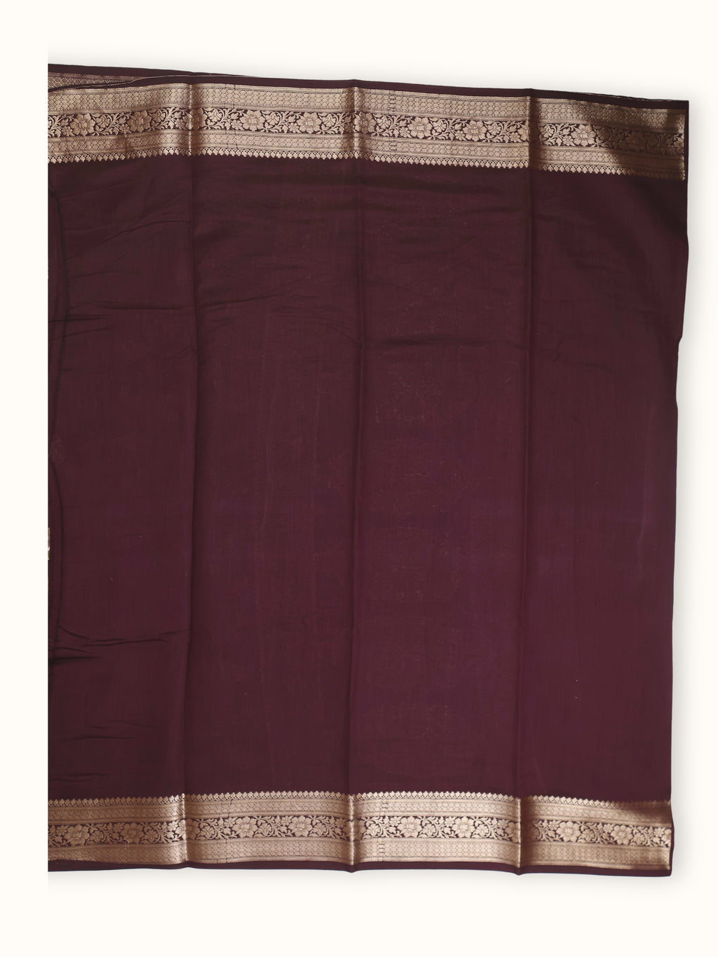 Plum Chiniya Silk Banarasi Saree with Silver Zari Border