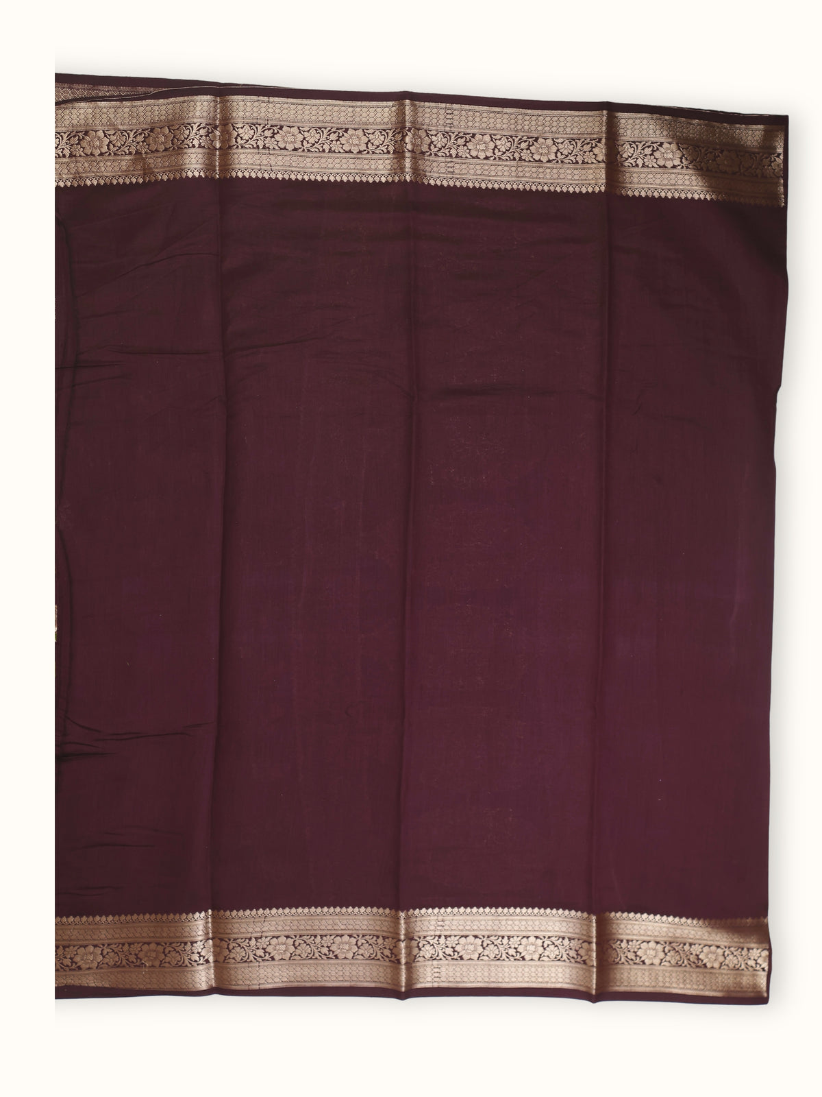 Plum Chiniya Silk Banarasi Saree with Silver Zari Border