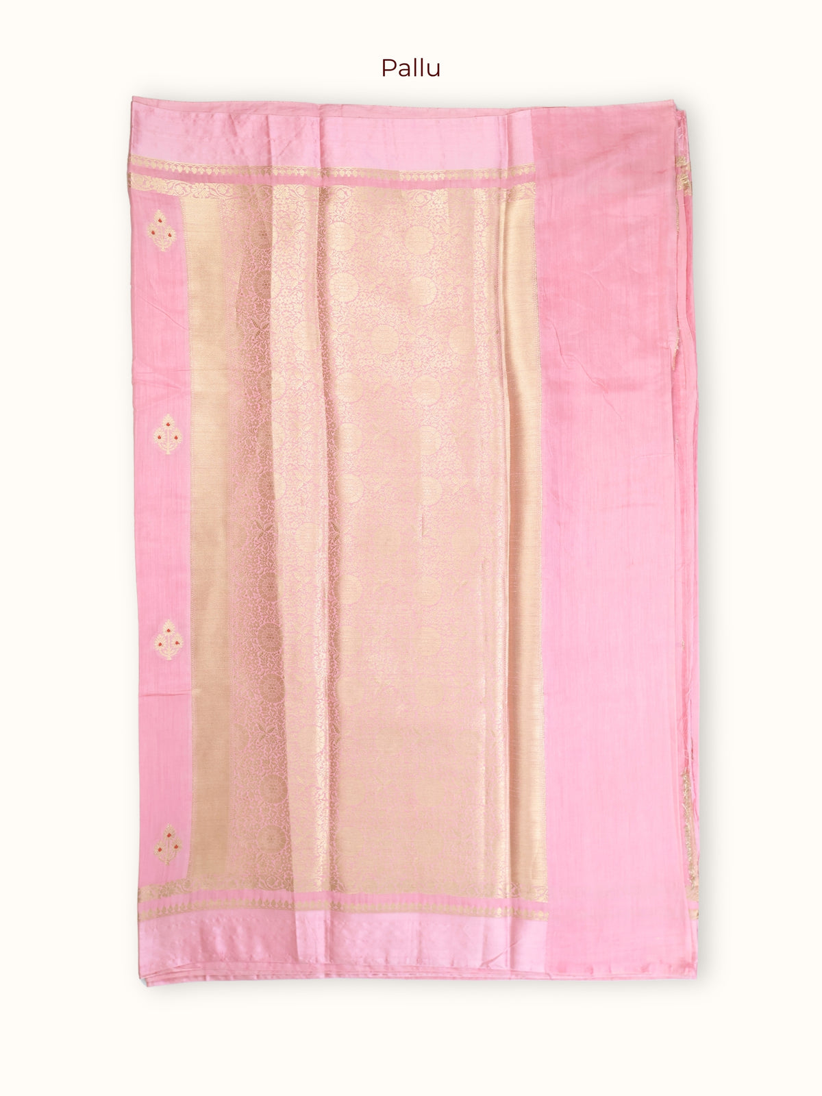 Blush Pink Chiniya Silk Banarasi Saree with Gold Zari Pallu