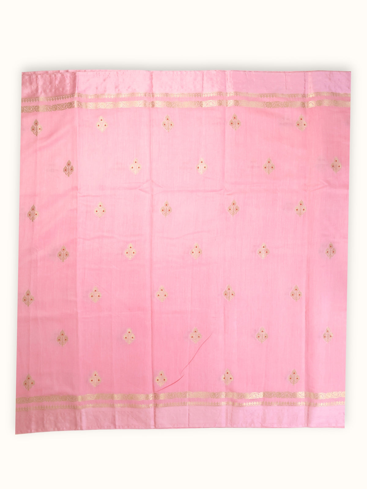 Blush Pink Chiniya Silk Banarasi Saree with Gold Zari Pallu