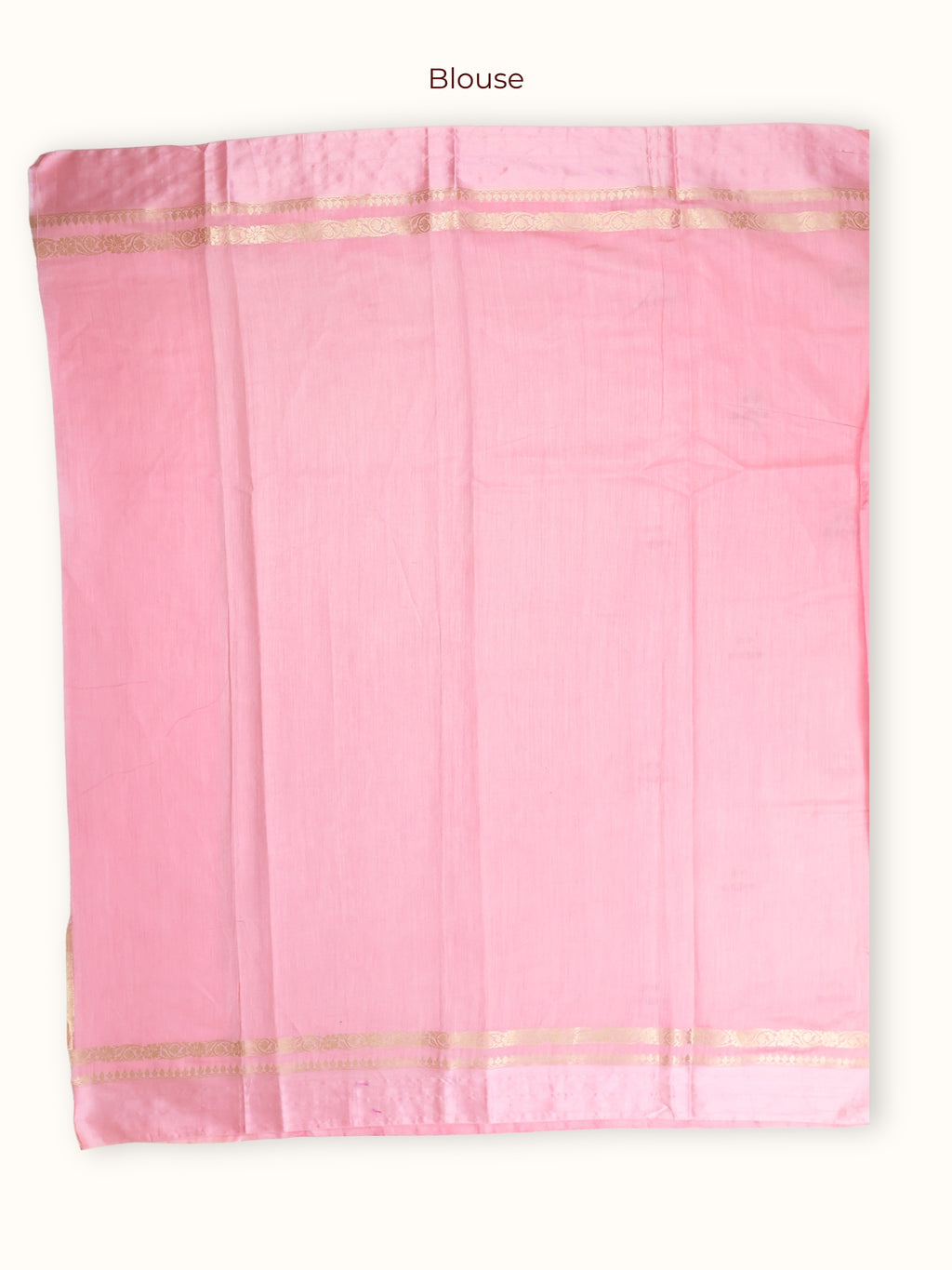 Blush Pink Chiniya Silk Banarasi Saree with Gold Zari Pallu