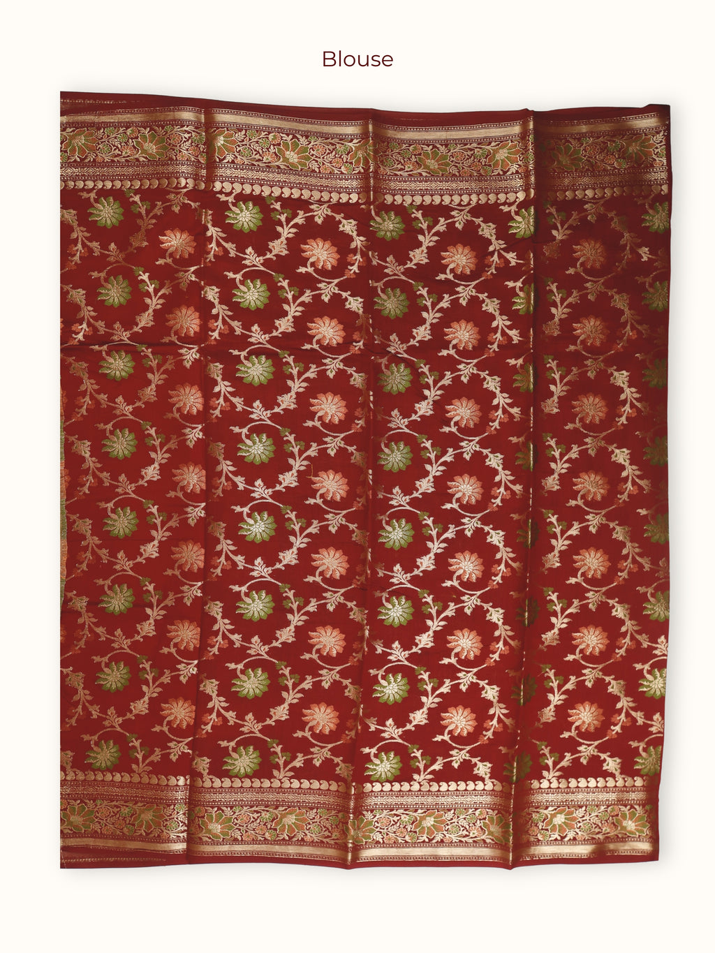 Coral and Maroon Chiniya Silk Banarasi Saree with Meenakari Pallu