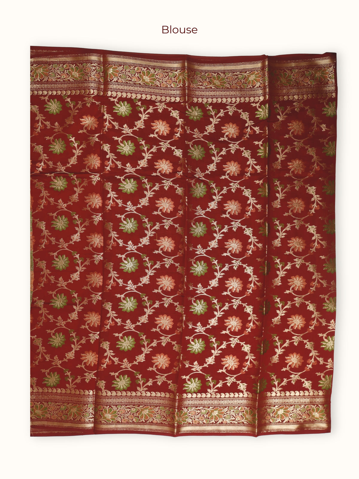 Coral and Maroon Chiniya Silk Banarasi Saree with Meenakari Pallu