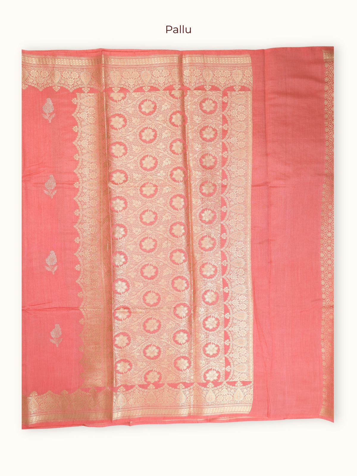 Rose Pink Chiniya Silk Saree with Scalloped Border