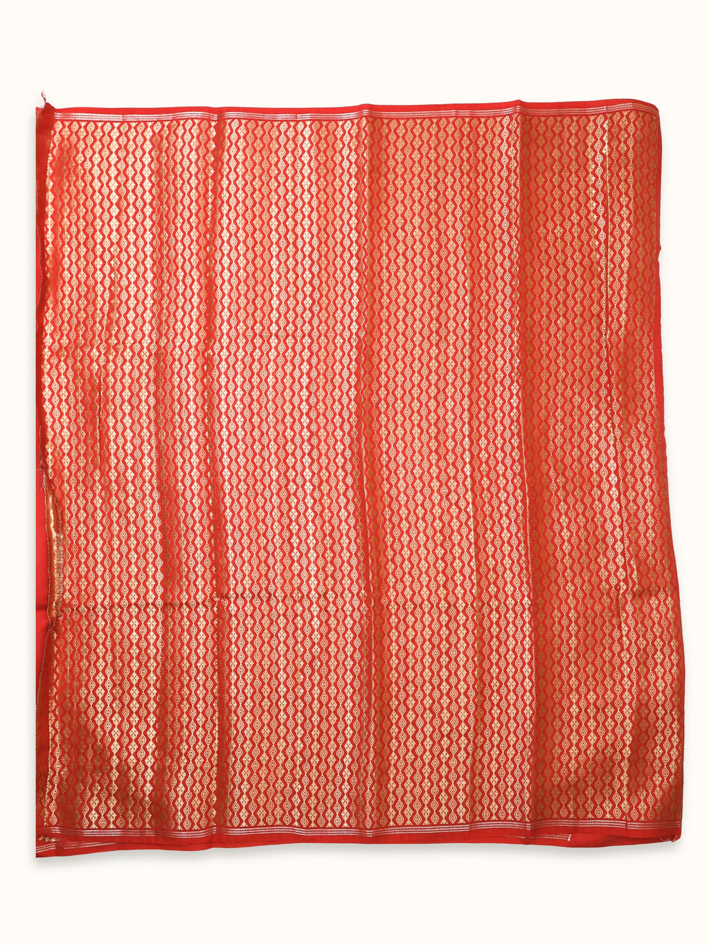 Red Chiniya Silk Banarasi Saree with Golden Zari Border