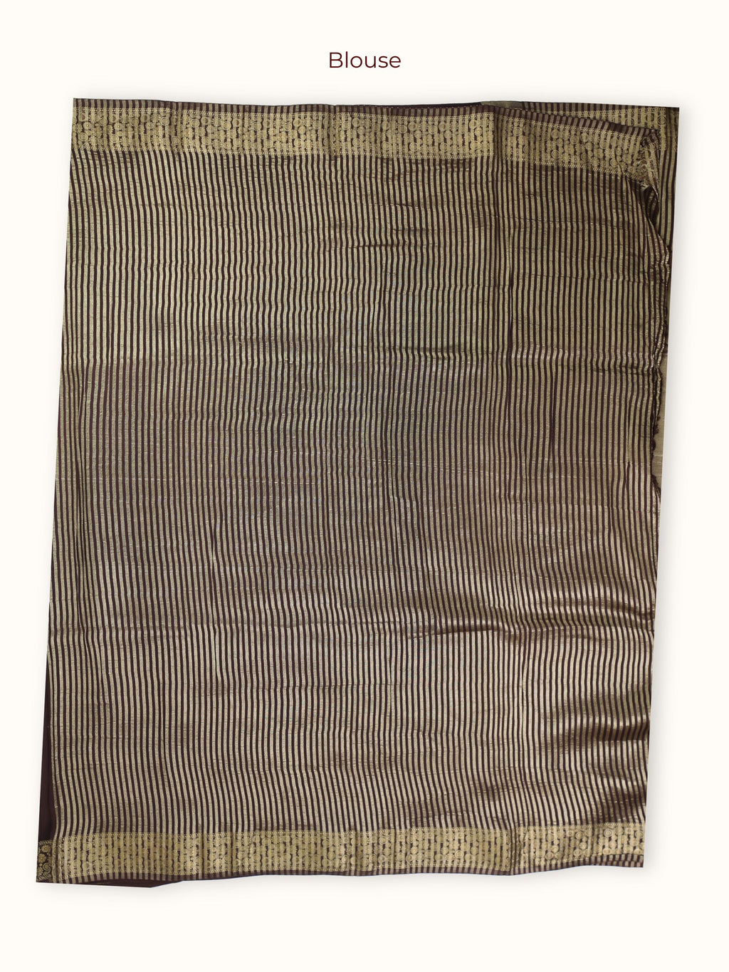 The unstitched blouse piece in coffee brown with gold stripes