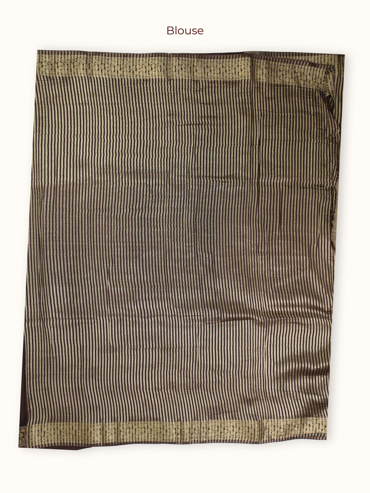 The unstitched blouse piece in coffee brown with gold stripes