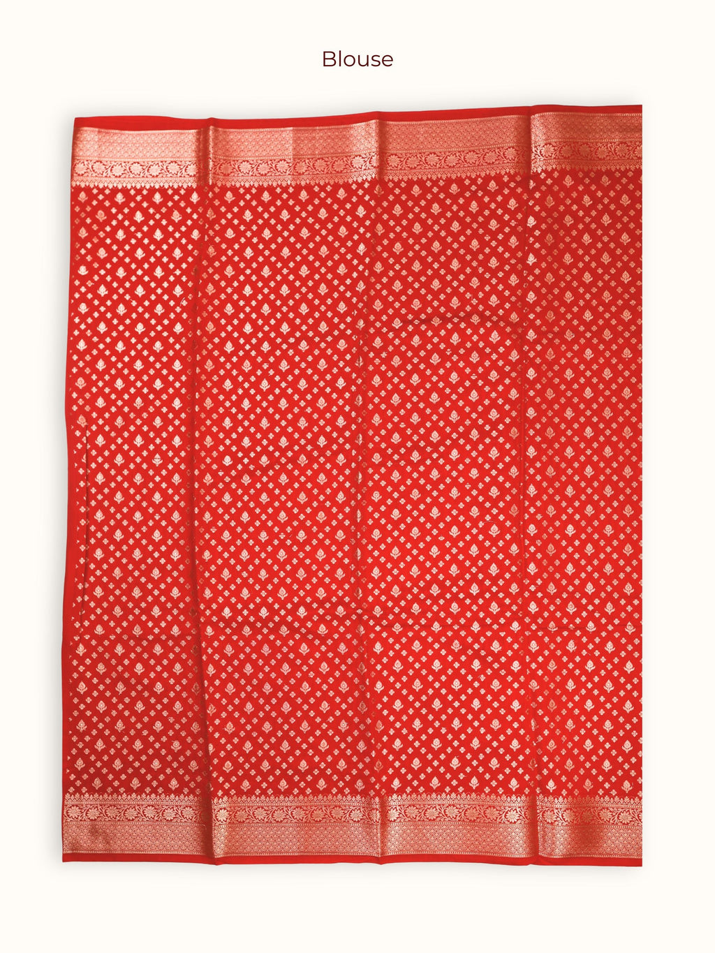 The unstitched blouse piece in scarlet with silver chevrons