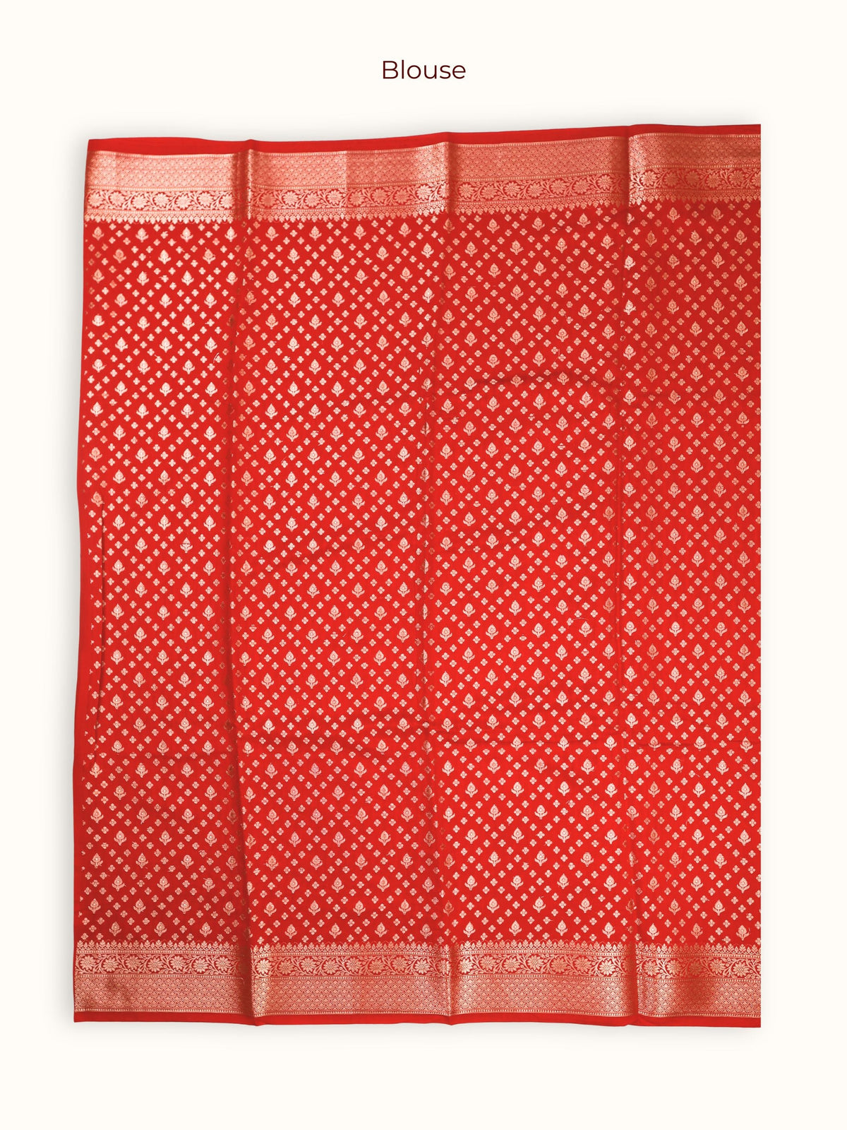 The unstitched blouse piece in scarlet with silver chevrons