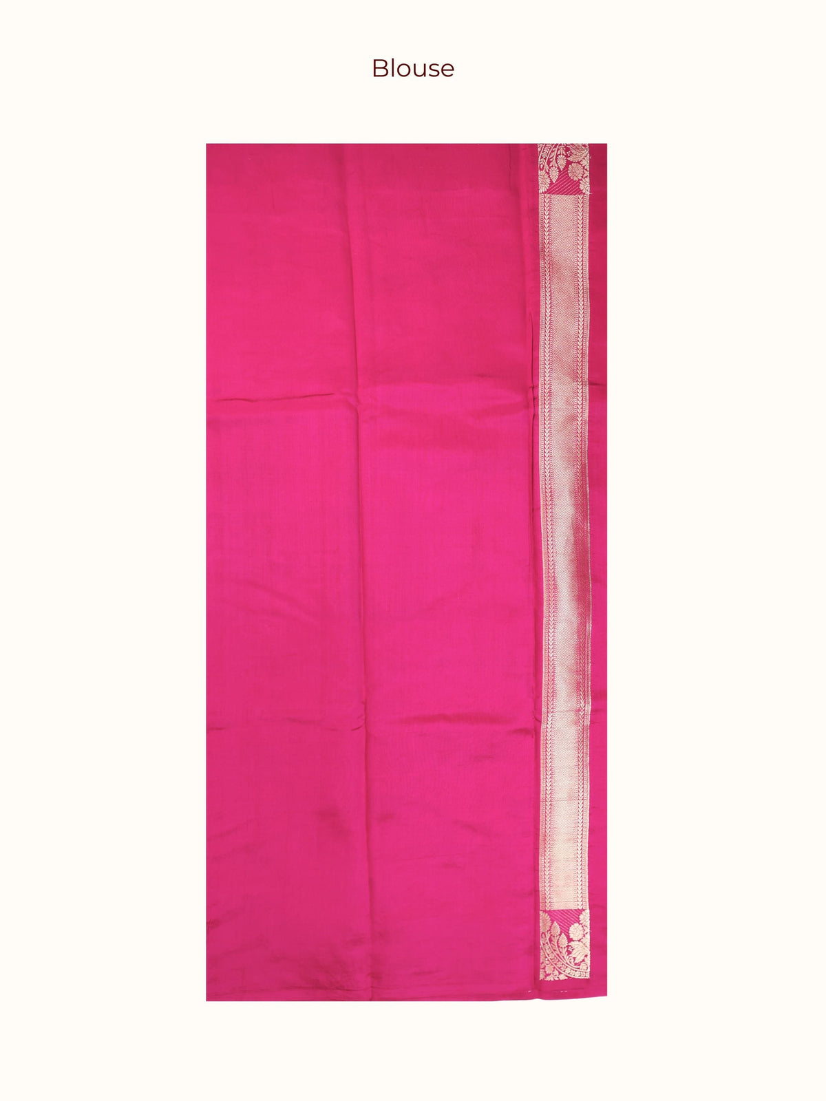 The unstitched blouse piece in magenta with silver zari