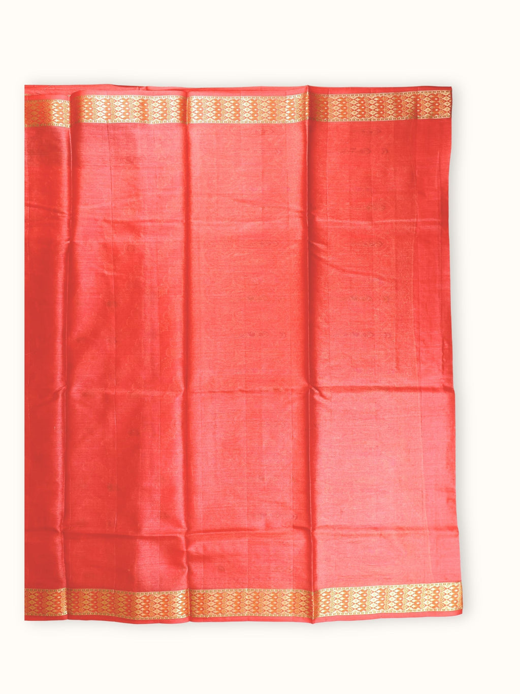 Plain coral red blouse piece with a gold border