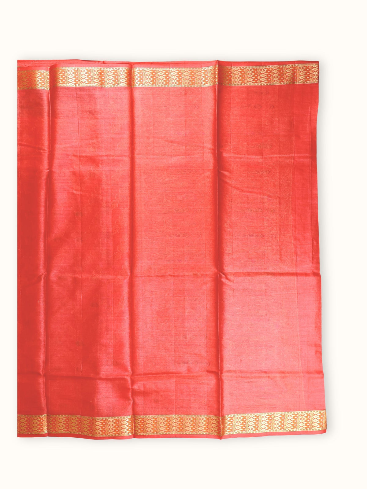 Plain coral red blouse piece with a gold border