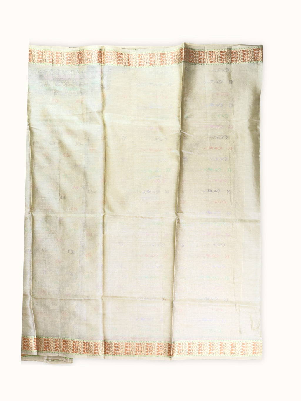 Plain ivory blouse piece with a copper border