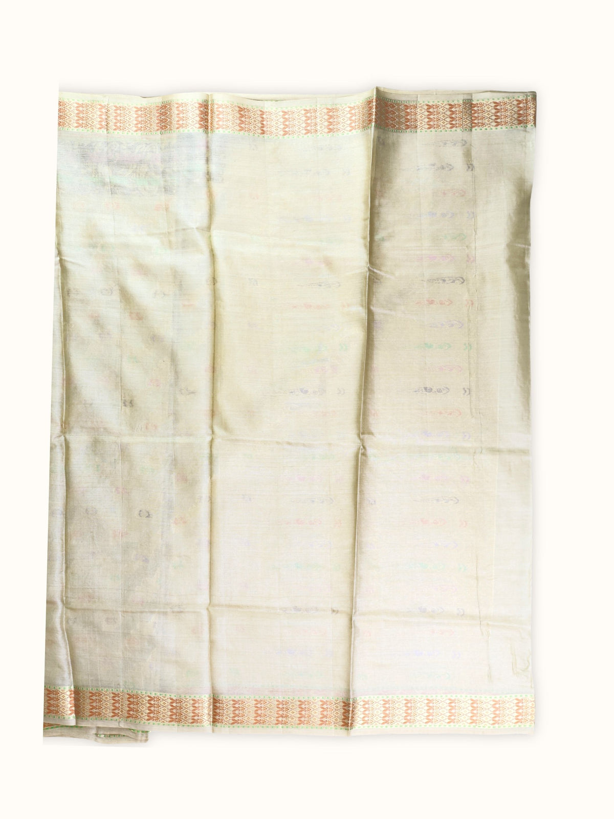 Plain ivory blouse piece with a copper border
