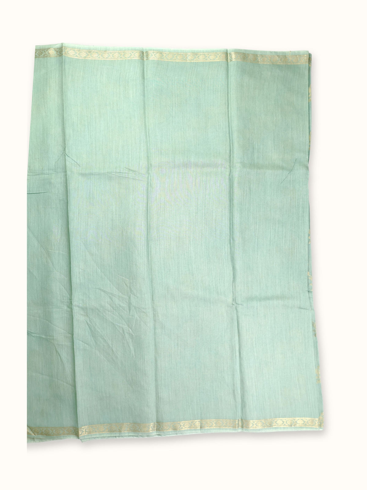 Plain aqua blouse piece with a gold border