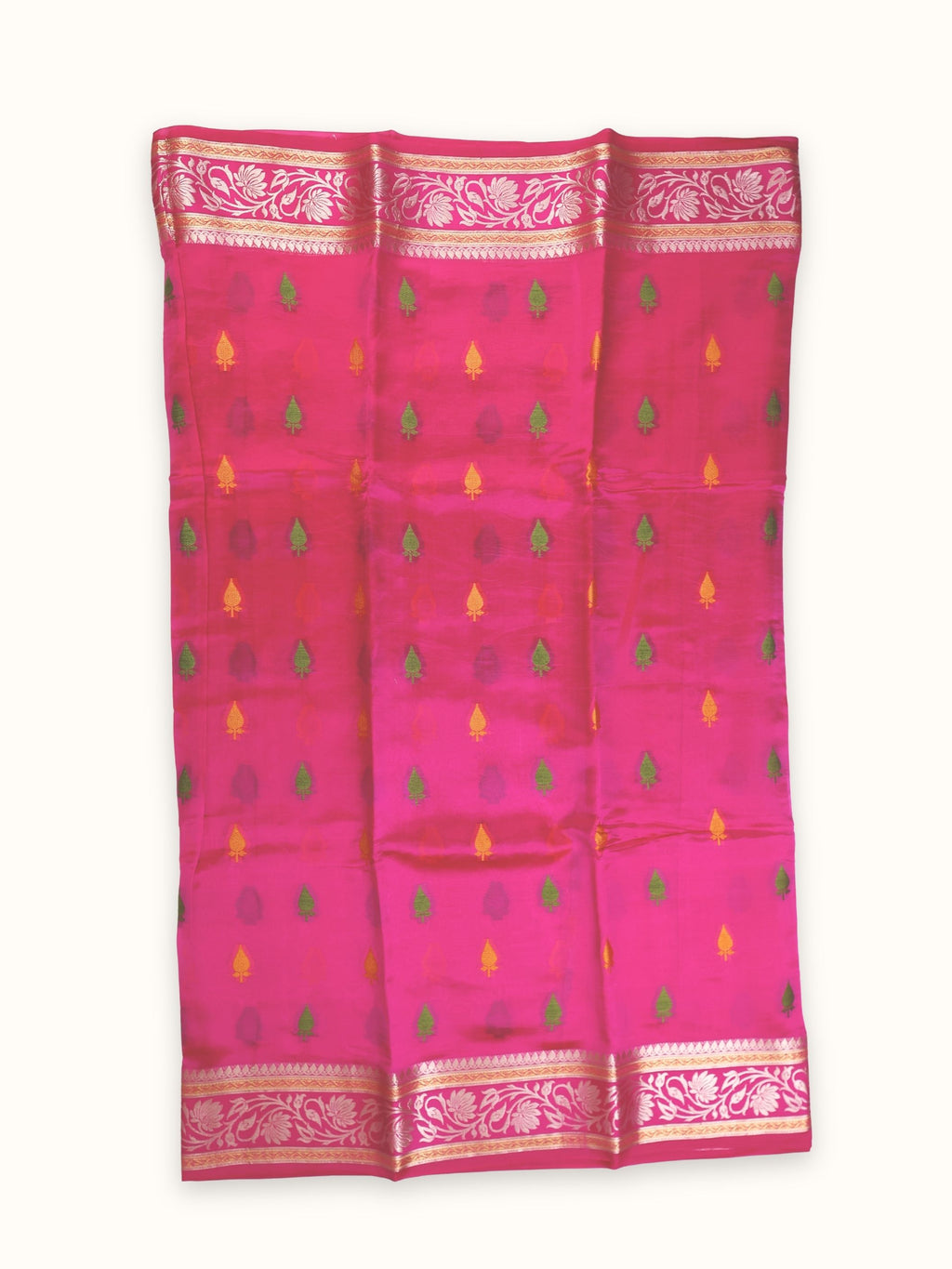 Saree laid open, meena butis across the body