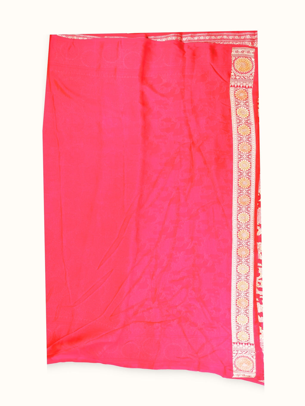 Rose Pink Rangkaat Chiffon Saree with Hand Painted Zari, blouse piece and border