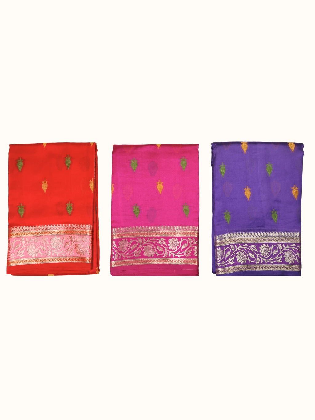 The same design in scarlet, rani pink and royal purple