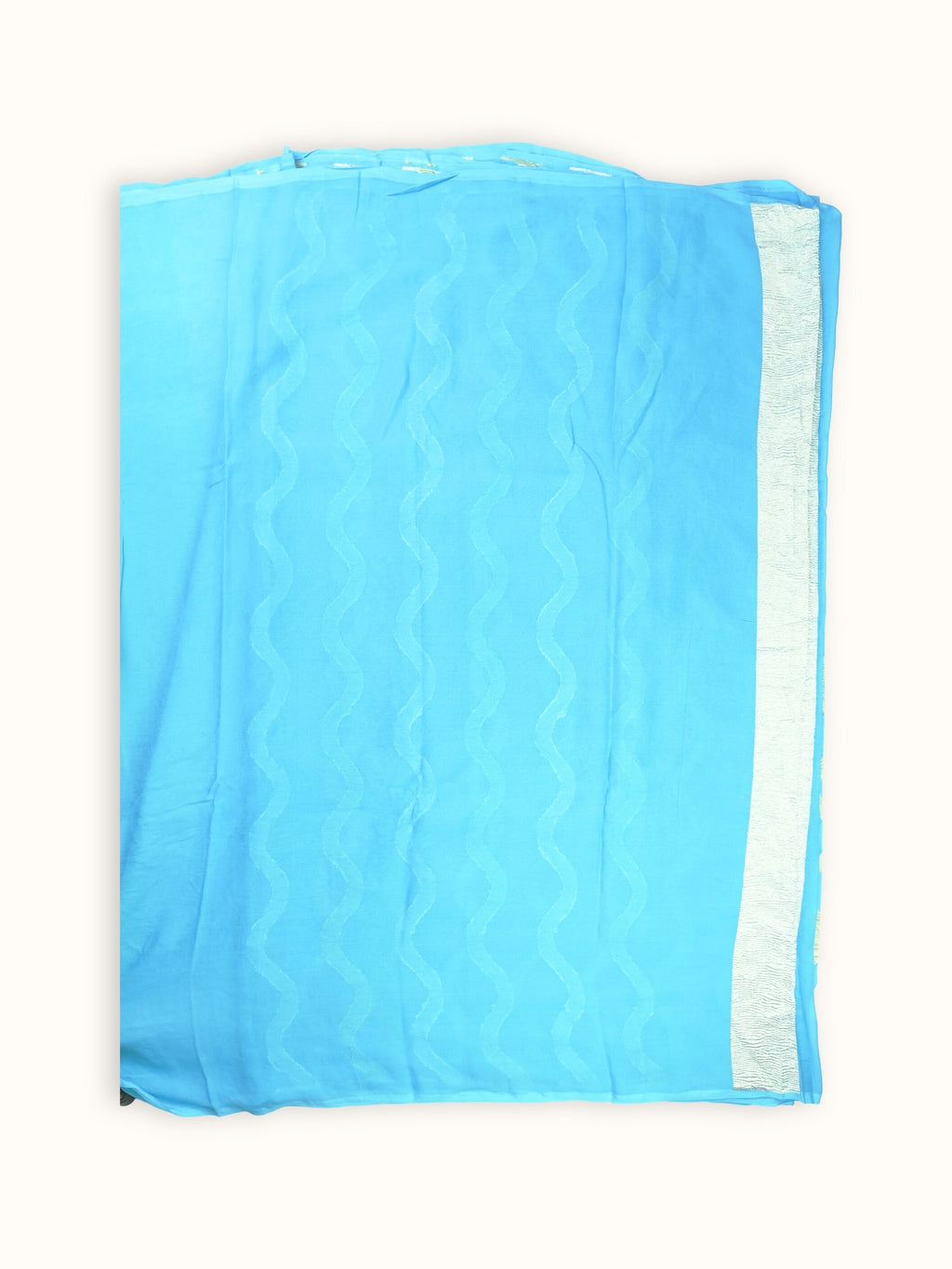 Sky Blue Khaddi Georgette Handloom Saree with Zari Waves, pallu