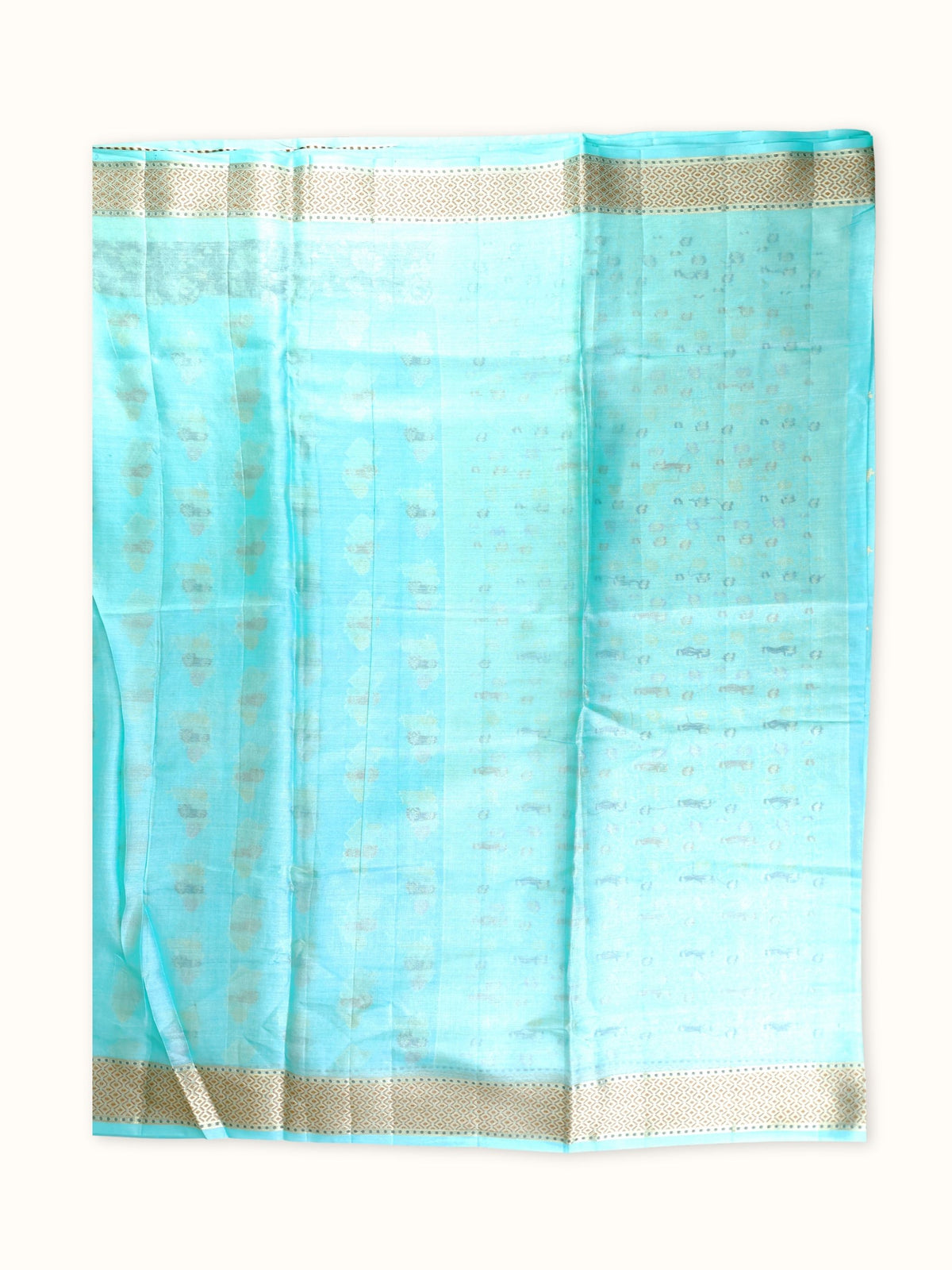 Sky blue blouse piece with a copper border