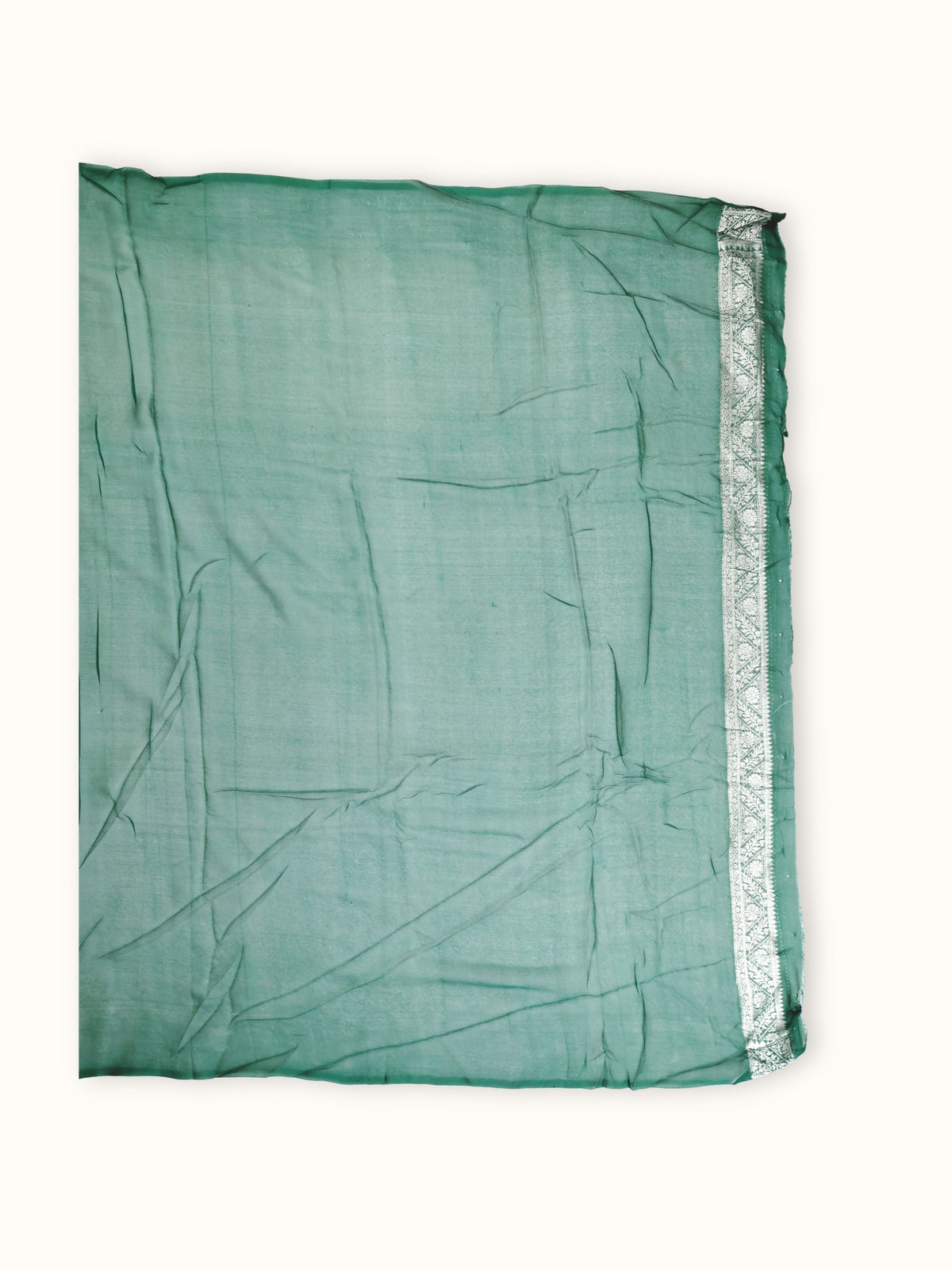 Plain teal blouse piece with a silver border